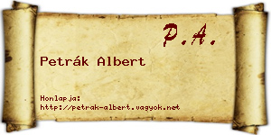 Petrák Albert névjegykártya