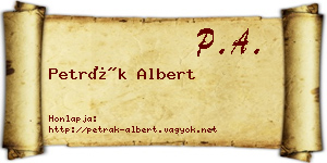 Petrák Albert névjegykártya